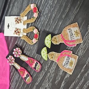 Set of 3 beaded earrings